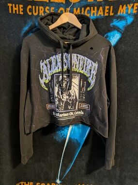 Custom Sewn "Alexisonfire" Cropped Hoodie - Black Cropped Hoodie
